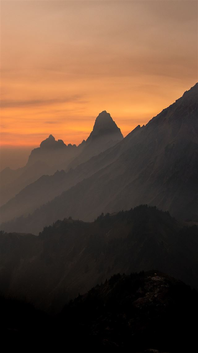 1242x2208 Mountain Sunset Mordor Nature - yellow iPhone 8 Wallpaper