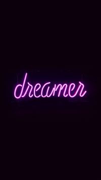 Dreamers Neon Sign Dark Illustration Art Purple wallpaper