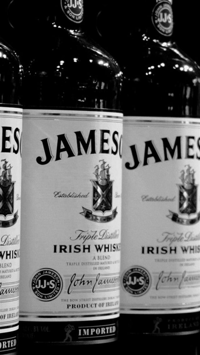 1080x1920 Whiskey Jameson Black White Bottle - wine iPhone 8 Wallpaper