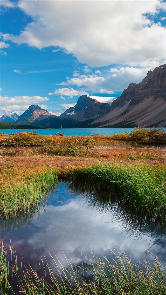 1080x1920 Mountains Grass Lake Nature Sky - mountains iPhone 8 Wallpaper