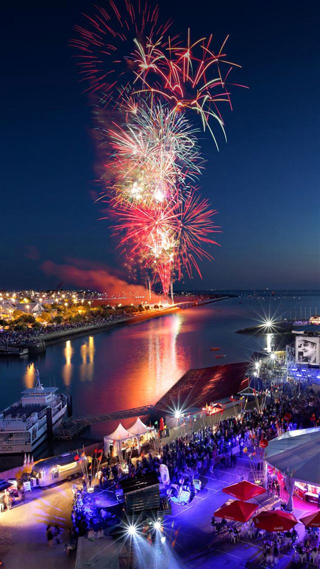 1080x1920 City Night Fireworks - road iPhone 8 Wallpaper