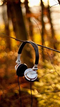 Headphones On Branch wallpaper