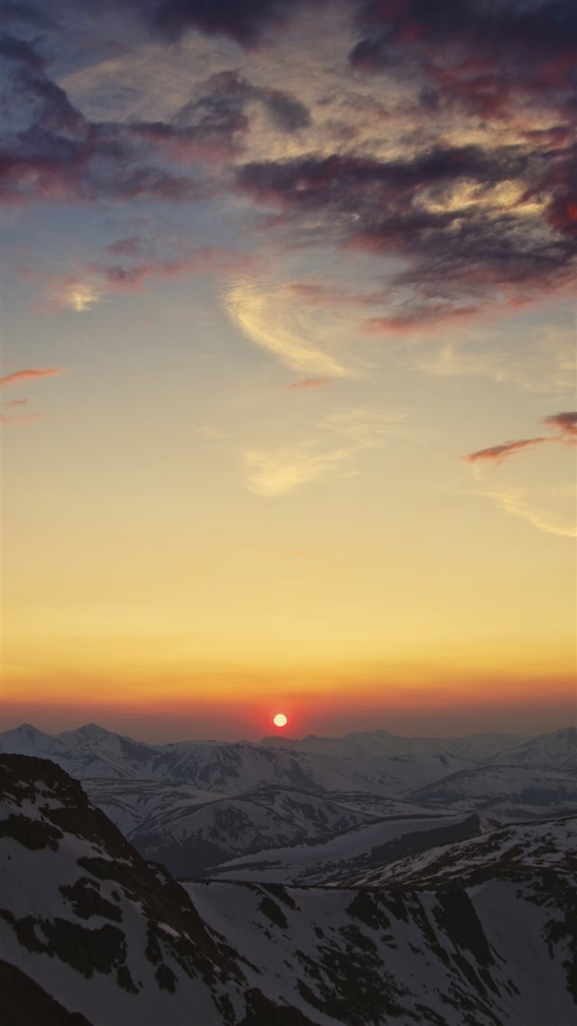1080x1920 Mountains Cordillera Sky Sunset Sun Clouds - yellow iPhone 8 Wallpaper