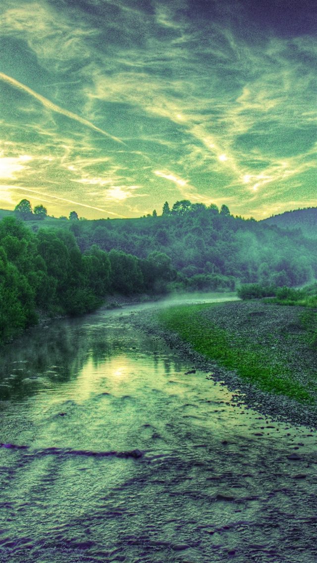 1080x1920 Sunset River Trees Landscape - grassland iPhone 8 Wallpaper