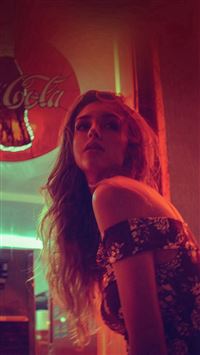 Girl Red Charming Blonde Model Night wallpaper