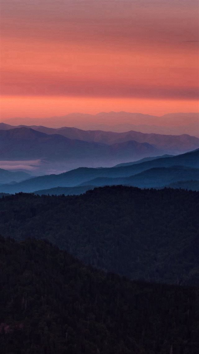 1080x1920 Sunset Mountain Nature Blue Red Cloud Sky - misty iPhone 8 Wallpaper