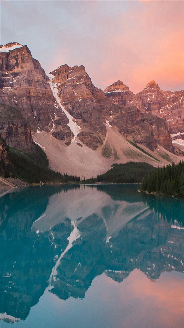 1080x1920 Lake Mountain Pink Sunset Nature - blue iPhone 8 Wallpaper