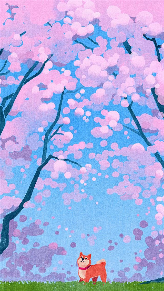1080x1920 Cute Siba Dog Animal Spring Illustration Art - anime iPhone 8 Wallpaper
