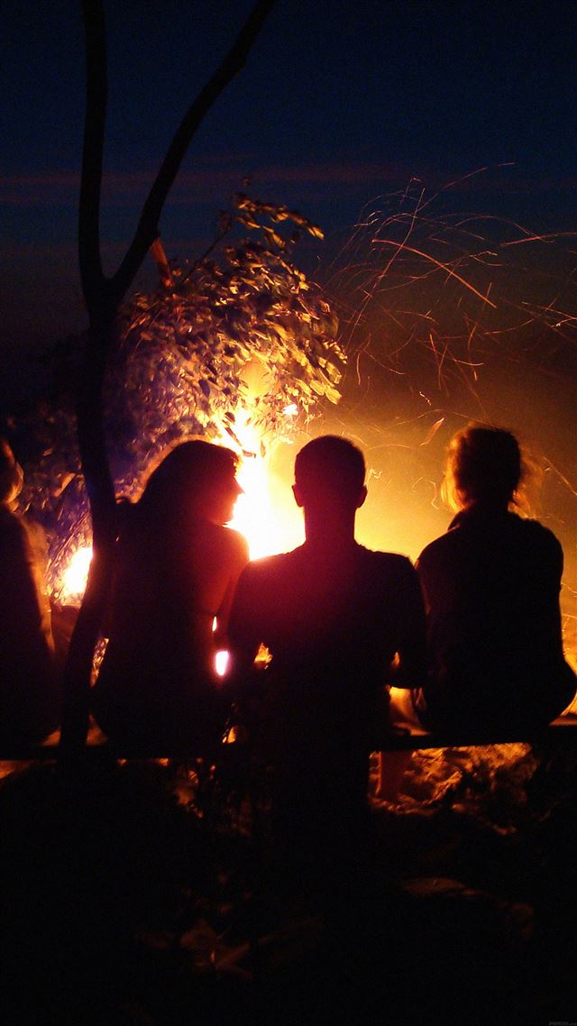 1080x1920 Beach Bonfire Night Camp - night iPhone 8 Wallpaper