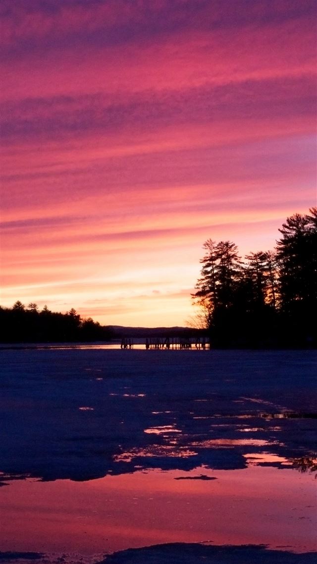 1080x1920 Sunset Nature Mountain Wood Red Sky Lake - lake iPhone 8 Wallpaper