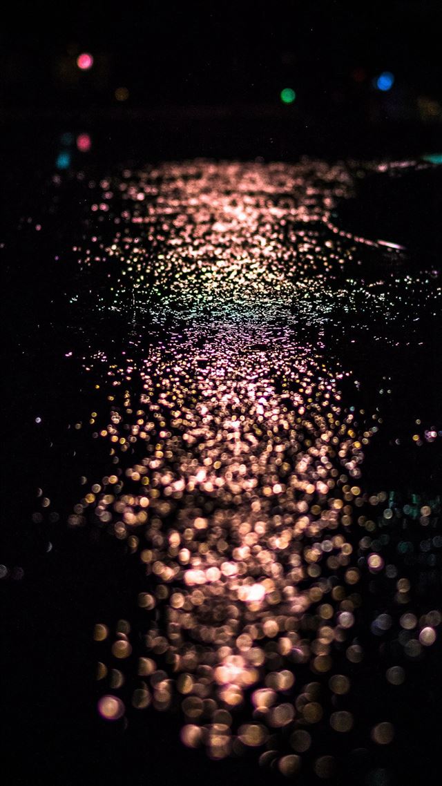 1080x1920 After Rain Drop Street Dark Night Bokeh - shiny iPhone 8 Wallpaper