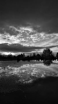 Sunset Lake Night Blue Dark Nature Bw wallpaper