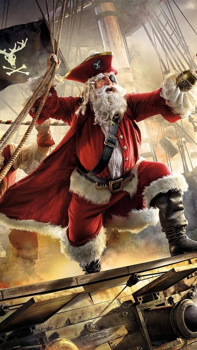 1080x1920 Santa claus pirate ship - gray iPhone 8 Wallpaper