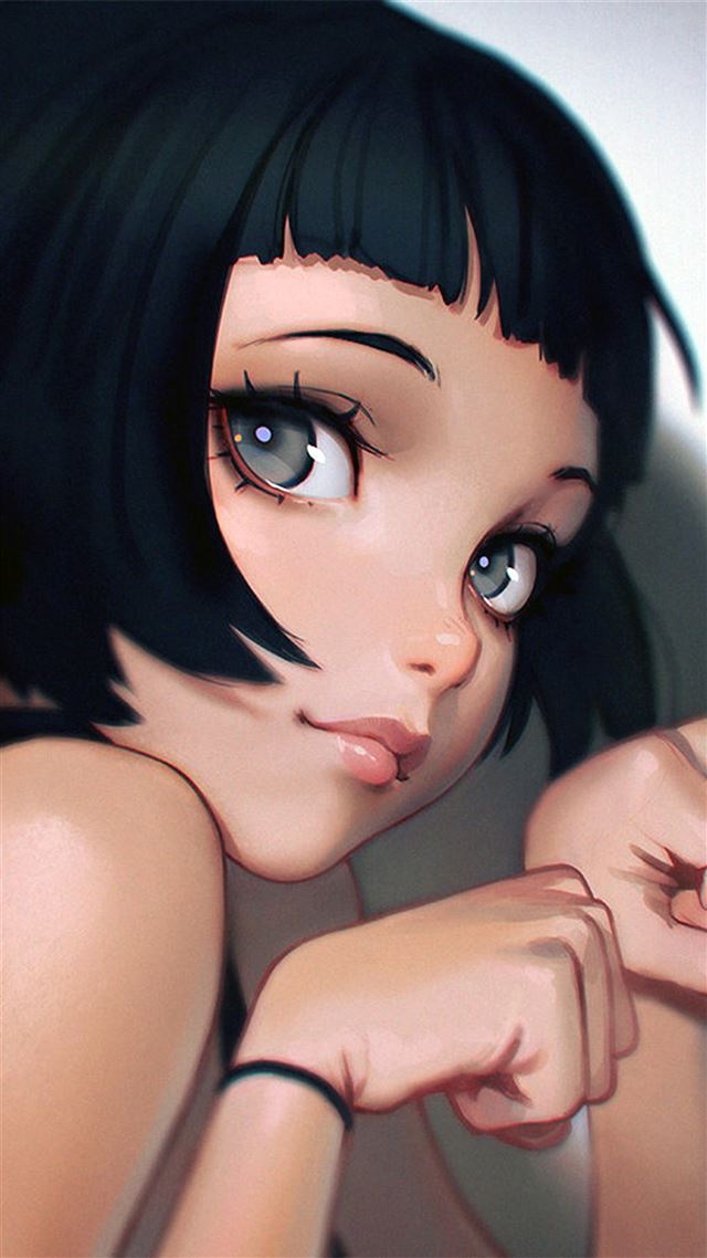 1080x1920 Girl cute cat - gray iPhone 8 Wallpaper