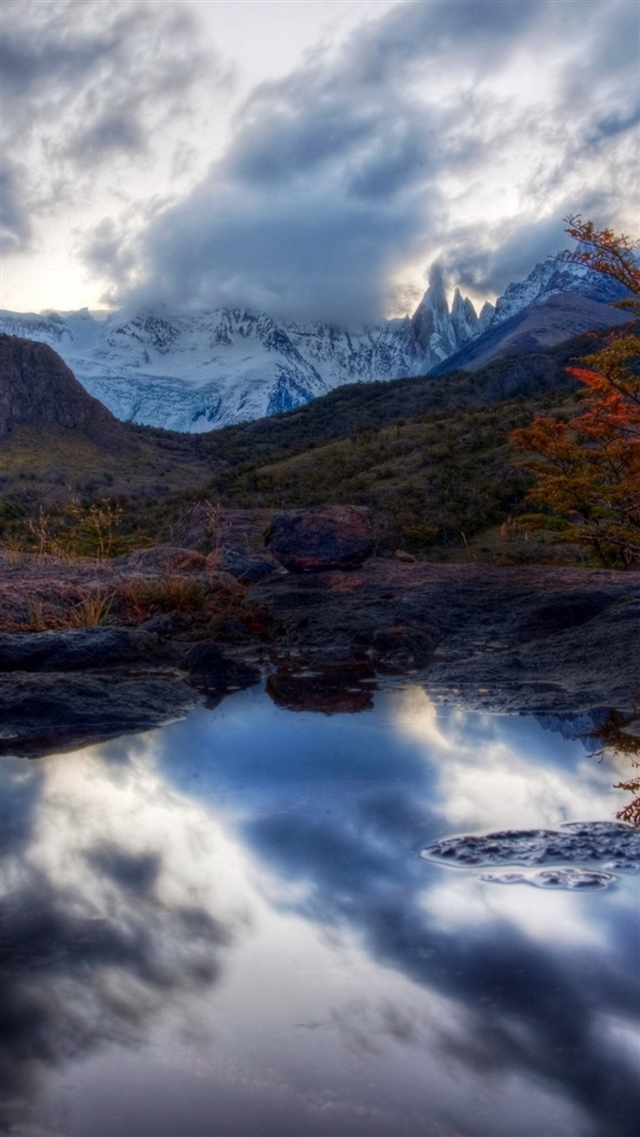 1080x1920 Lake mountains reflection - gray iPhone 8 Wallpaper