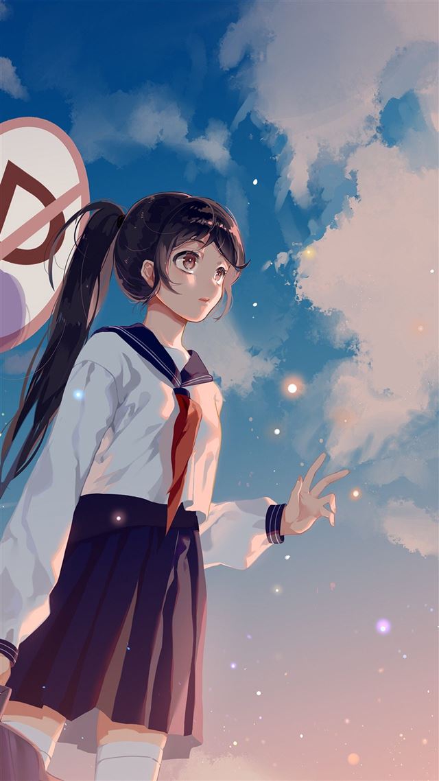 1080x1920 Girl anime - gray iPhone 8 Wallpaper