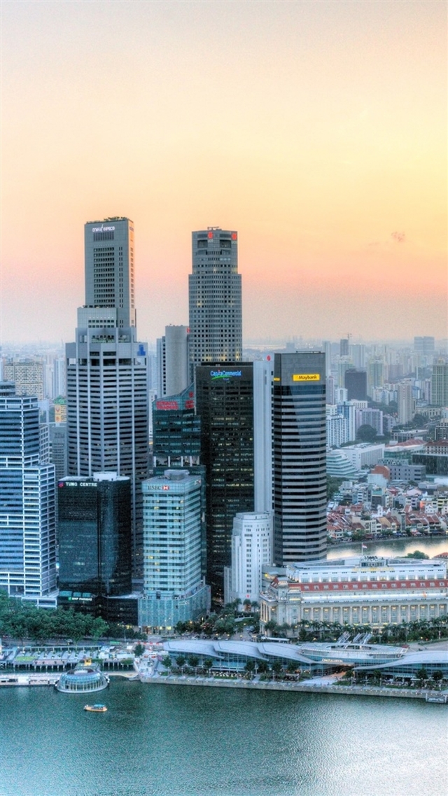 1080x1920 Singapore sunset skyscrapers - gray iPhone 8 Wallpaper