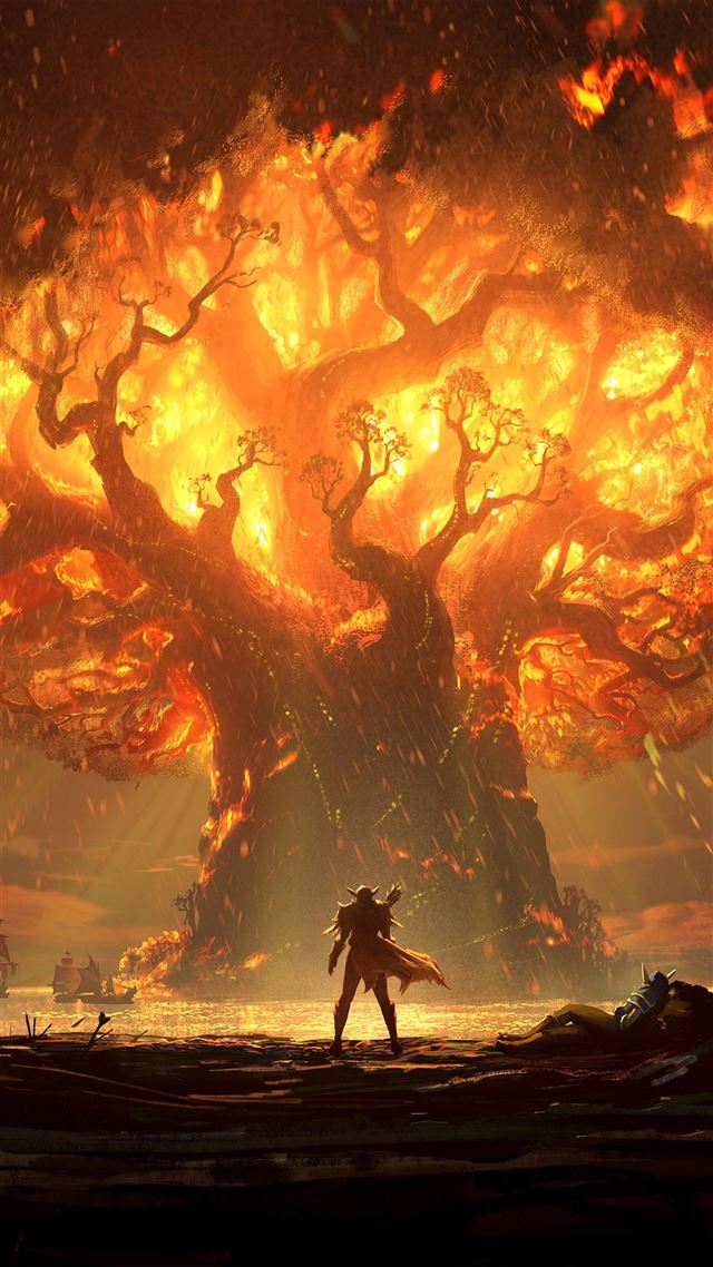1080x1920 The burning tree of life - yellow iPhone 8 Wallpaper