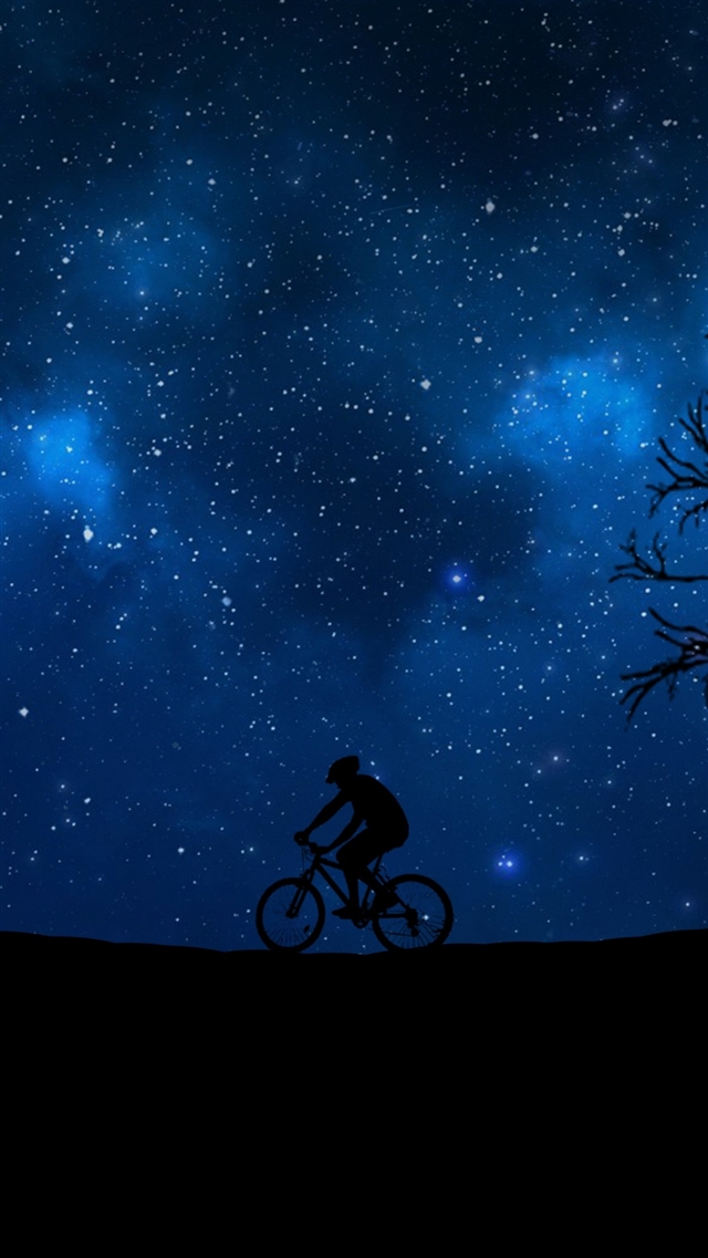 1080x1920 Cycling silhouette - night iPhone 8 Wallpaper