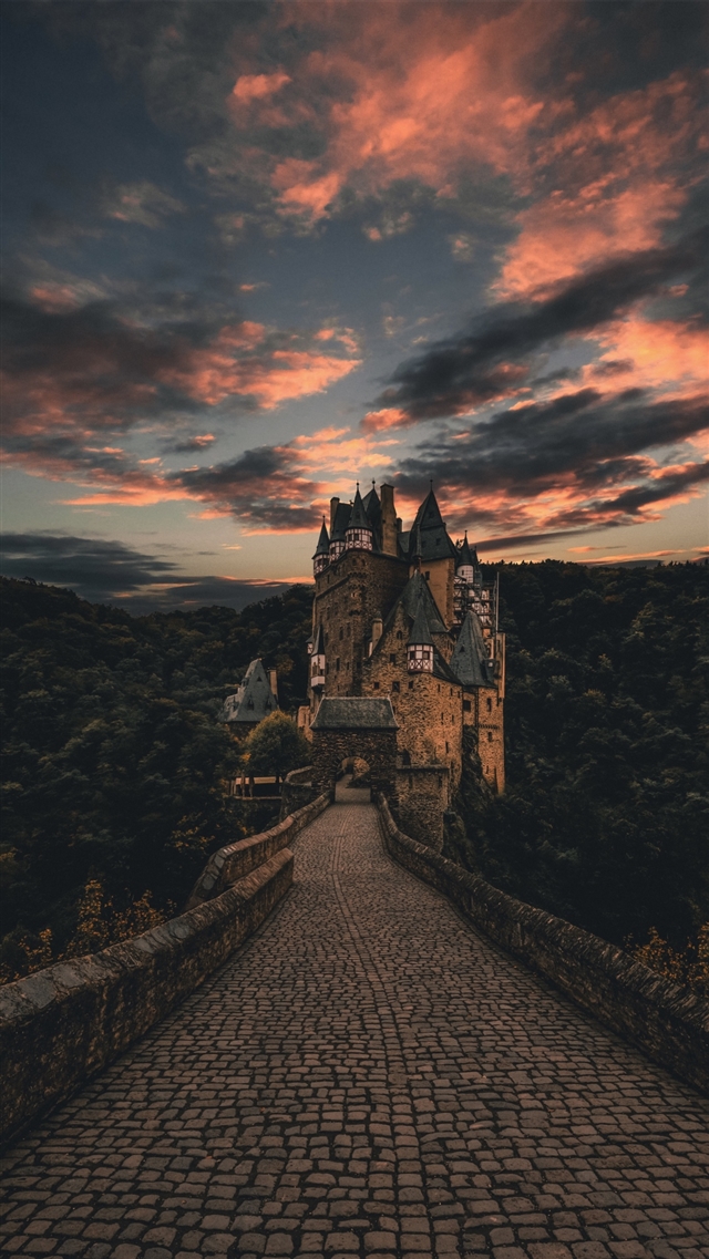 1080x1920 Castle trail evening sky - road iPhone 8 Wallpaper