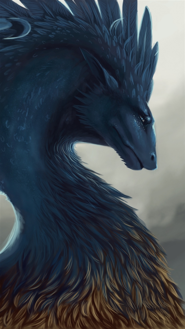 1080x1920 Dragon fantasy art feathers - gray iPhone 8 Wallpaper