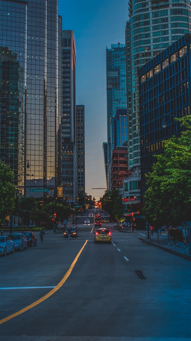 1080x1920 City street evening architecture - gray iPhone 8 Wallpaper