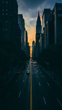 Road traffic skyscrapers manhattan wallpaper