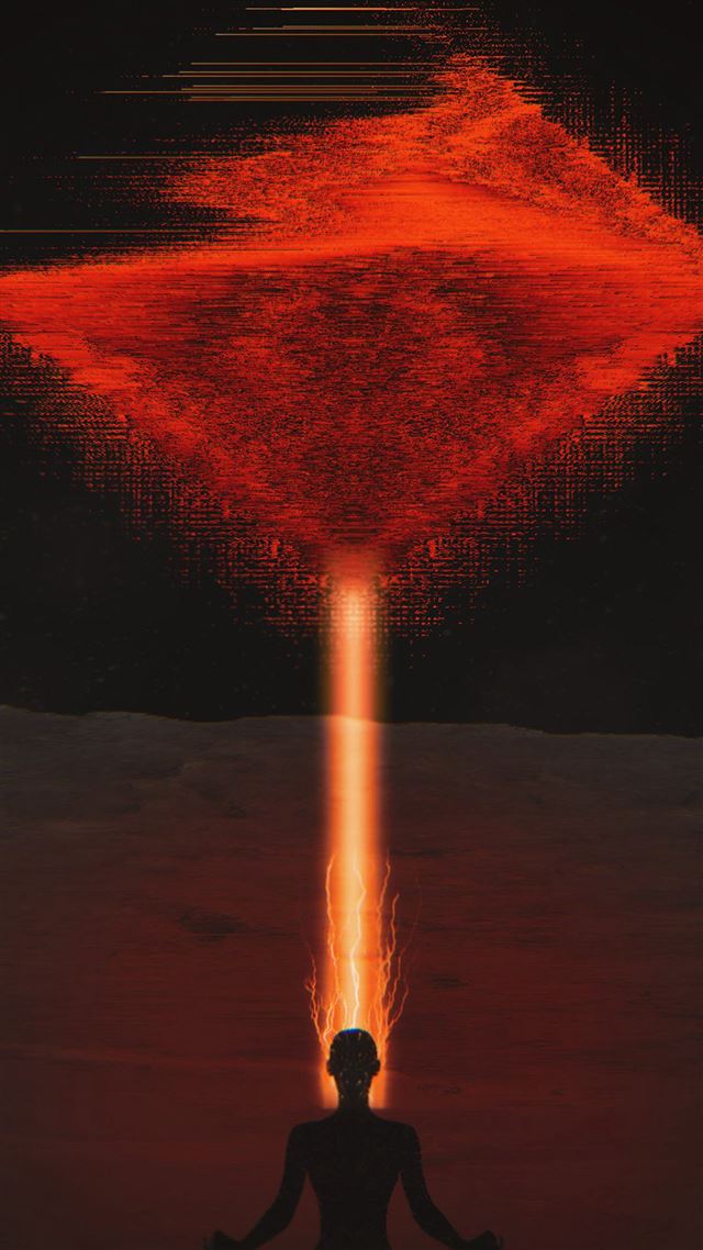 1080x1920 Digital red space alien art - black iPhone 8 Wallpaper