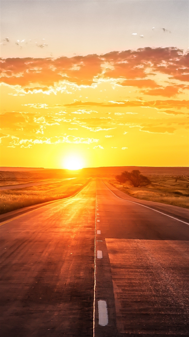 1080x1920 Road sunset marking grass - road iPhone 8 Wallpaper