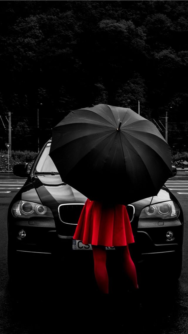1080x1920 Red lady - car iPhone 8 Wallpaper