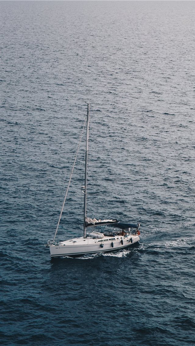 1080x1920 The lonely boat in the wide world - sea iPhone 8 Wallpaper