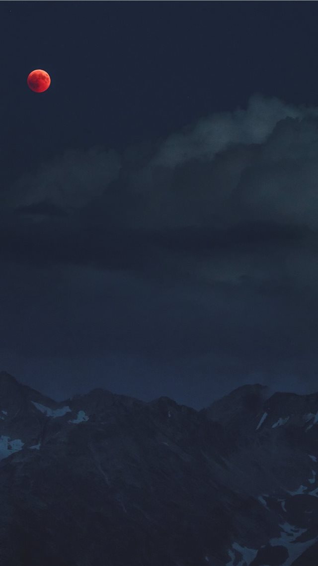 1080x1920 Blood Moon over a Dark Mountain - vertical iPhone 8 Wallpaper