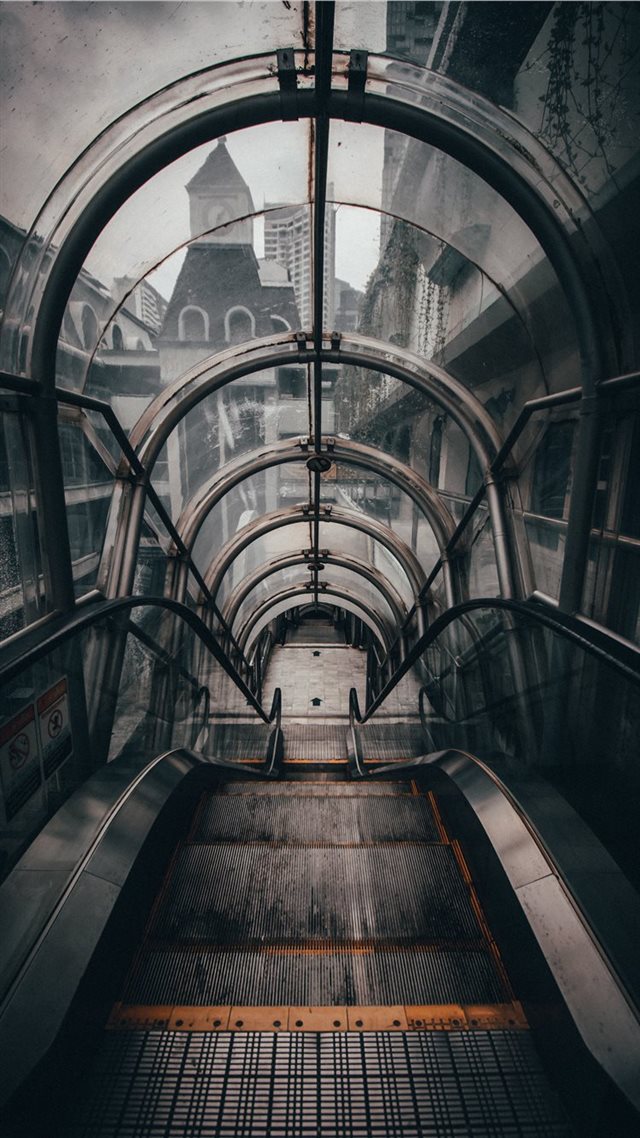 1080x1920 gray empty escalator - photography iPhone 8 Wallpaper