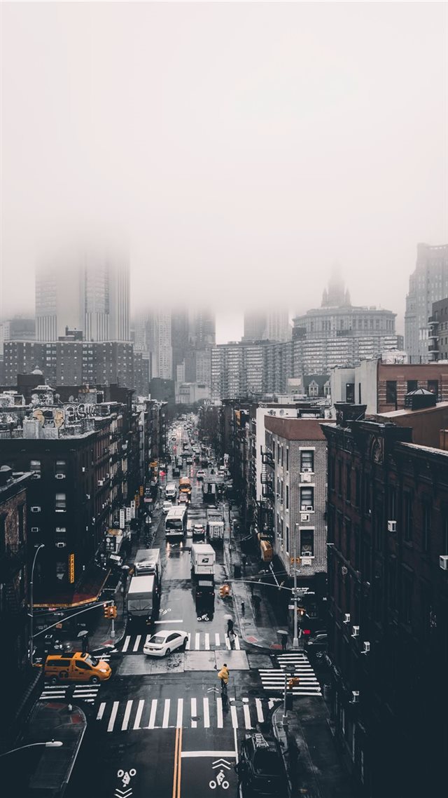 1080x1920 Foggy Day  - intersection iPhone 8 Wallpaper
