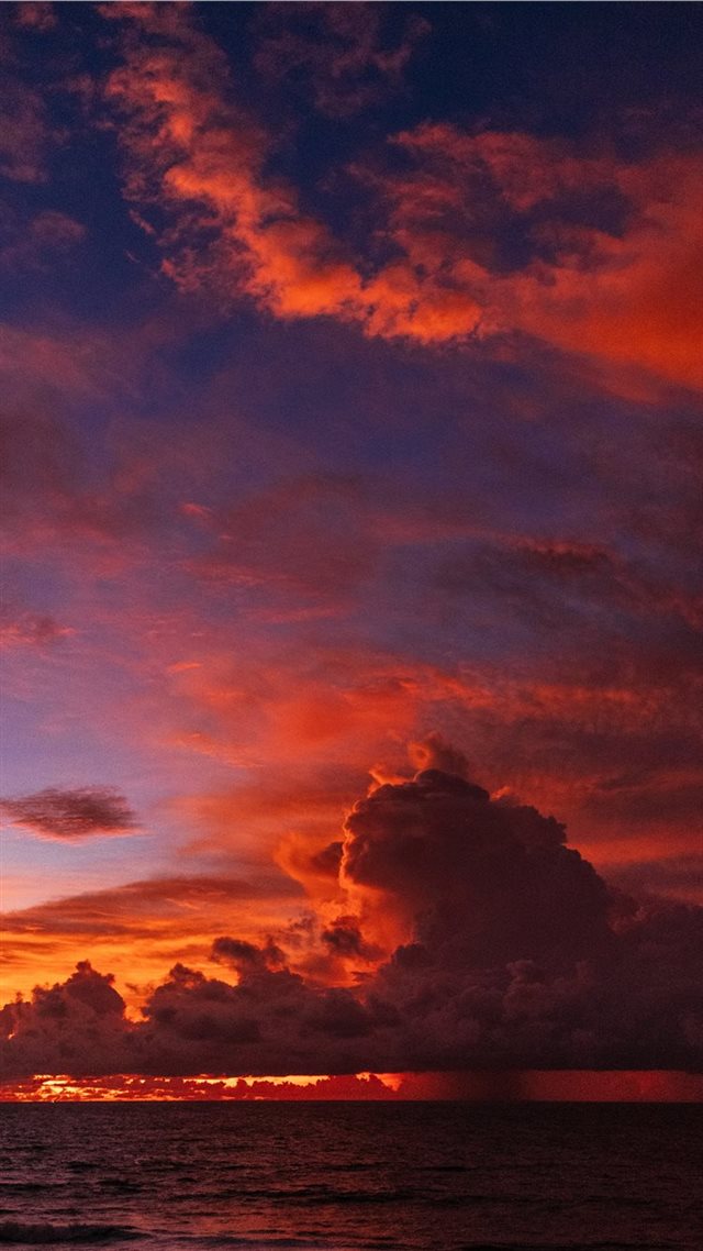 1080x1920 ocean under orange colored clouds - outdoors iPhone 8 Wallpaper