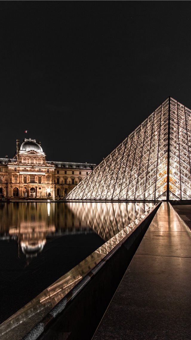 1080x1920 glass building during nighttime - france iPhone 8 Wallpaper