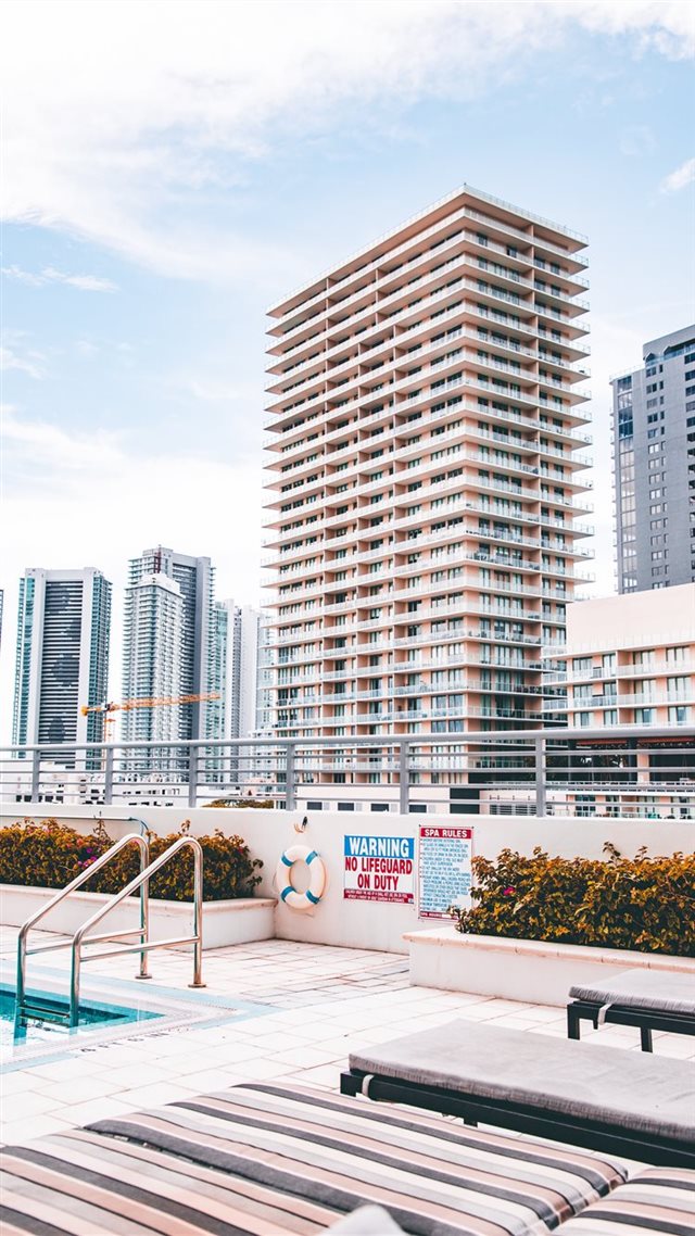 1080x1920 Downtown Miami from the pool side   Check out my I... - pool iPhone 8 Wallpaper