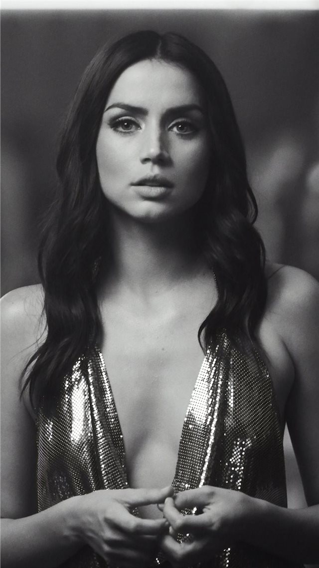 1080x1920 ana de armas monochrome 2019 - black and white iPhone 8 Wallpaper