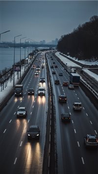 A highway along the Dnipro river  wallpaper