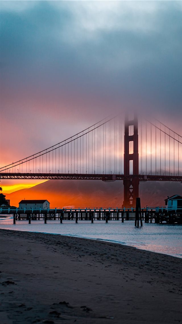 1080x1920 Golden Gate at sunset      d... - dock iPhone 8 Wallpaper