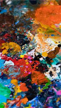 blue white orange and red abstract painting wallpaper