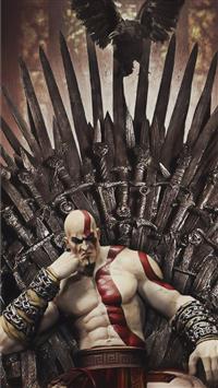 kratos on thrones wallpaper