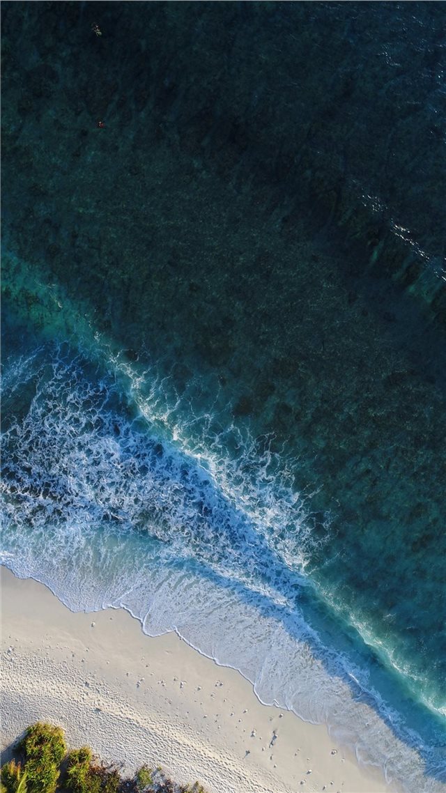 1080x1920 turquoise calm sea wave splashing on white sand be... - ocean iPhone 8 Wallpaper
