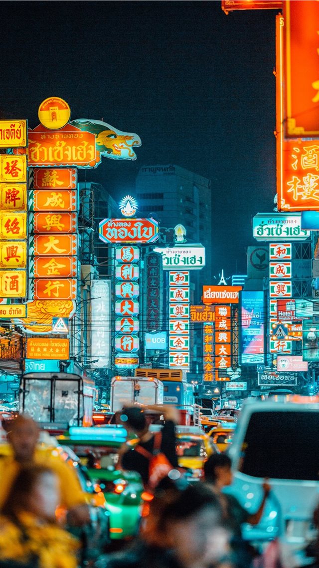 1080x1920 people walking on streets at nighttime -  iPhone 8 Wallpaper