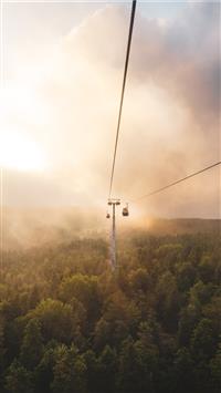 cable car under brown and white sky wallpaper