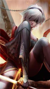 4k 2b nier automata art wallpaper