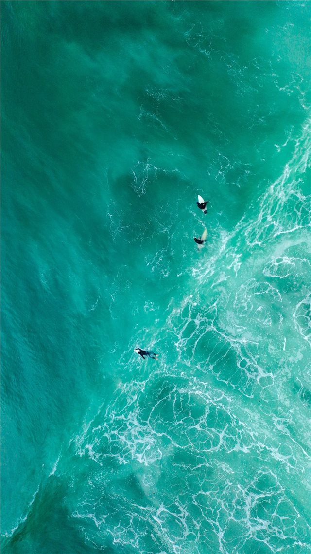 1080x1920 aerial photography of surfers on sea - teal iPhone 8 Wallpaper