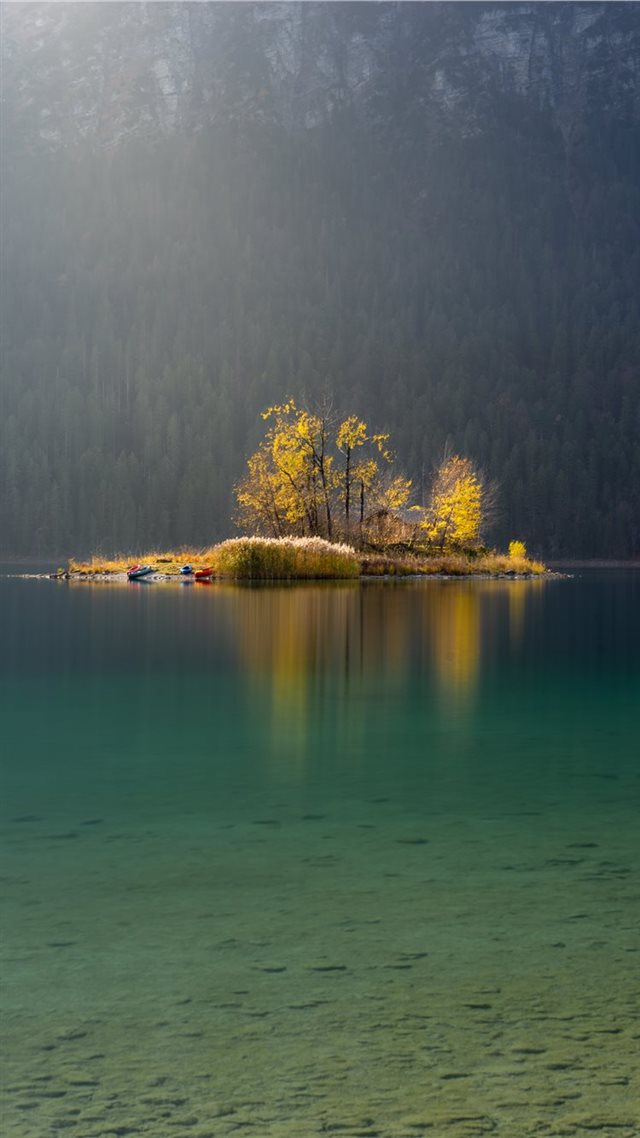1080x1920 yellow tree on island - ocean iPhone 8 Wallpaper