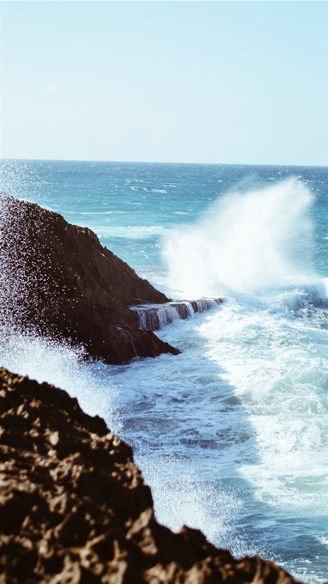 1080x1920 aerial view photography of rocky shore - ocean iPhone 8 Wallpaper