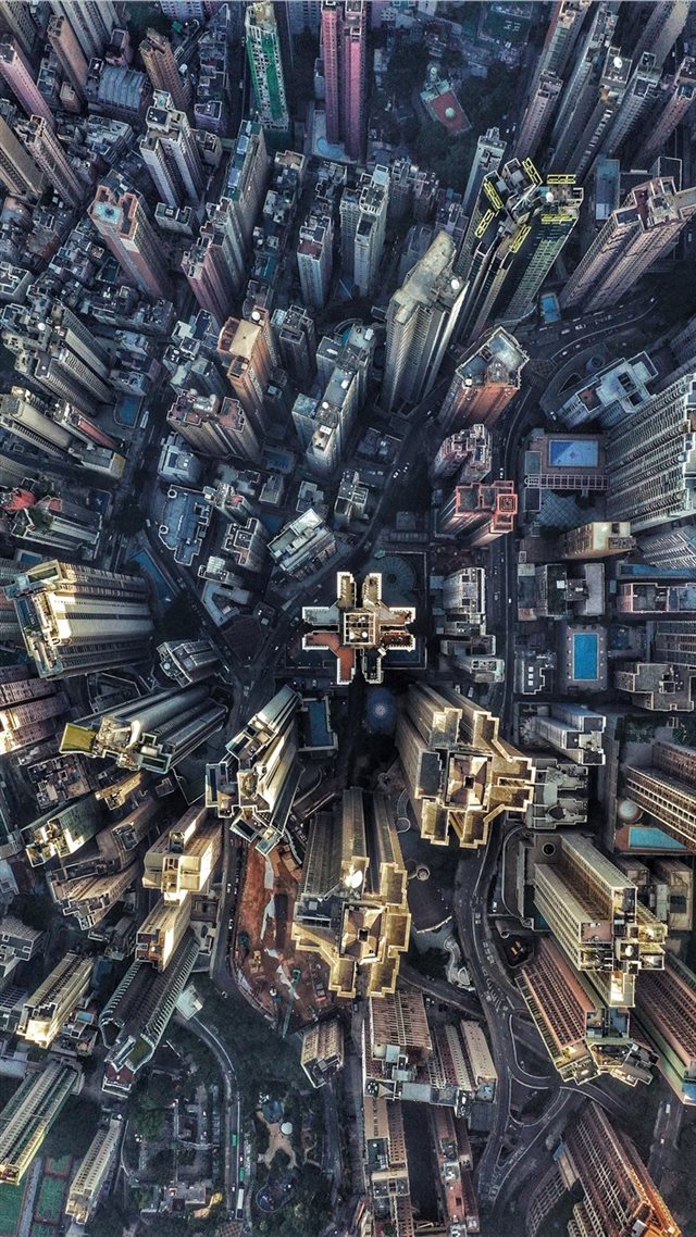 1080x1920 aerial photography of buildings - hong kong iPhone 8 Wallpaper